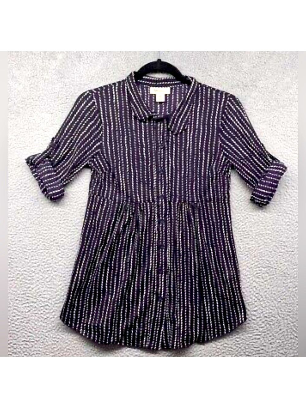 Style & Co by Macy’s deep purple button down roll tab 3/4 sleeve tunic